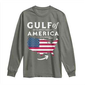 Trump America's Gulf Long Sleeve Shirt Gulf Of The Usa American Flag Pride Patriotic TS02 Military Green Print Your Wear