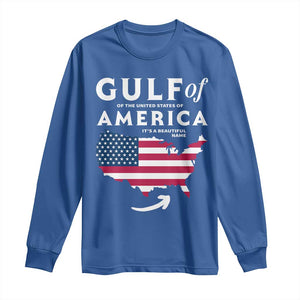 Trump America's Gulf Long Sleeve Shirt Gulf Of The Usa American Flag Pride Patriotic TS02 Royal Blue Print Your Wear