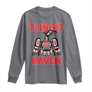 Tlingit Raven Totem Long Sleeve Shirt Alaska Native Tribal Art Design TS02 Charcoal Print Your Wear