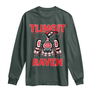 Tlingit Raven Totem Long Sleeve Shirt Alaska Native Tribal Art Design TS02 Dark Forest Green Print Your Wear