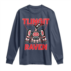 Tlingit Raven Totem Long Sleeve Shirt Alaska Native Tribal Art Design TS02 Navy Print Your Wear