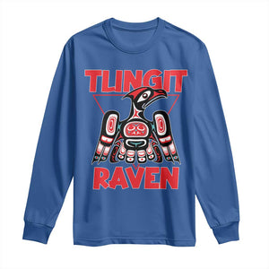 Tlingit Raven Totem Long Sleeve Shirt Alaska Native Tribal Art Design TS02 Royal Blue Print Your Wear