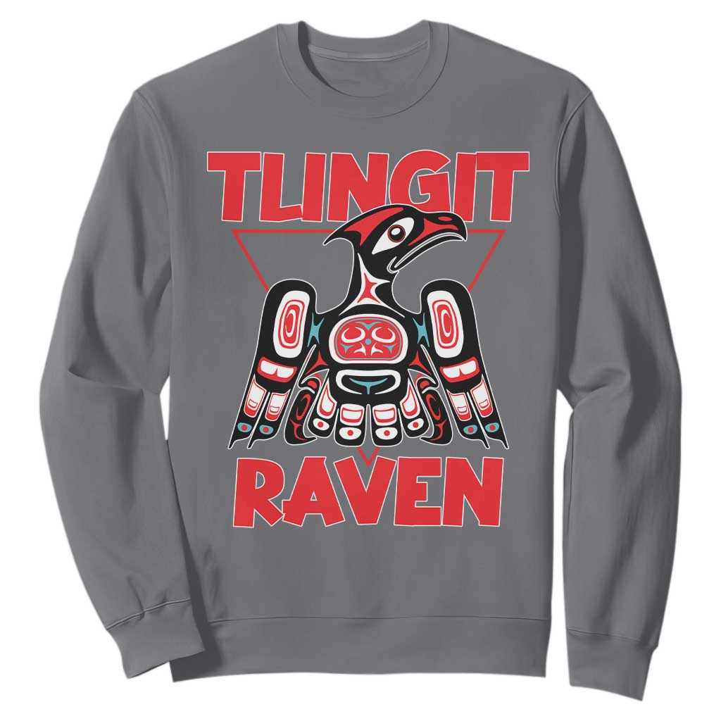 Tlingit Raven Totem Sweatshirt Alaska Native Tribal Art Design TS02 Charcoal Print Your Wear