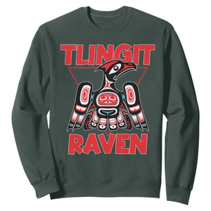 Tlingit Raven Totem Sweatshirt Alaska Native Tribal Art Design TS02 Dark Forest Green Print Your Wear