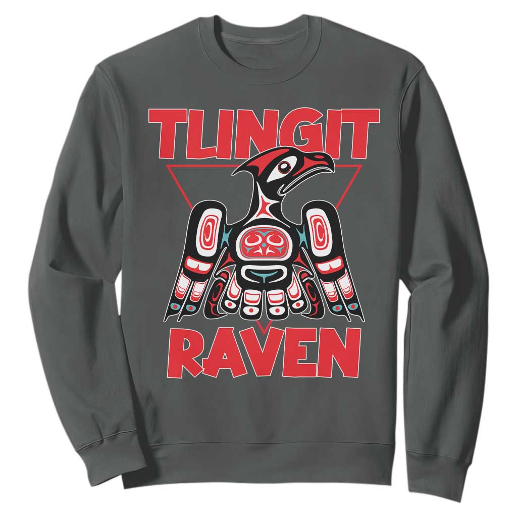 Tlingit Raven Totem Sweatshirt Alaska Native Tribal Art Design TS02 Dark Heather Print Your Wear