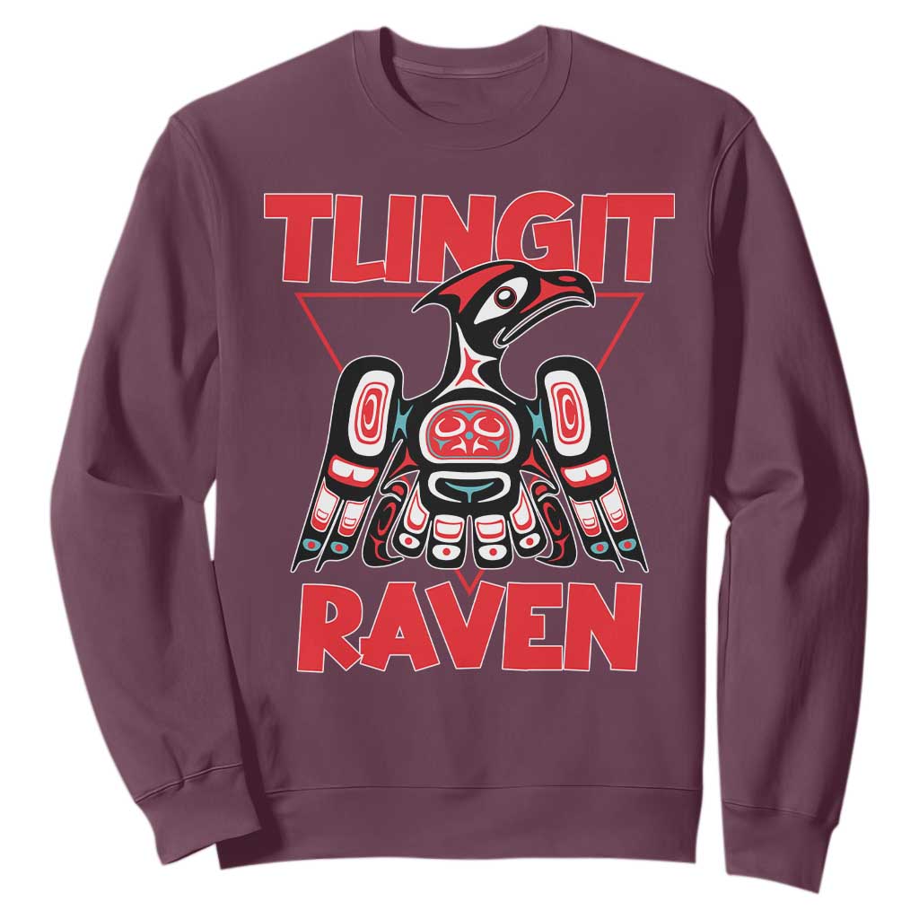 Tlingit Raven Totem Sweatshirt Alaska Native Tribal Art Design TS02 Maroon Print Your Wear