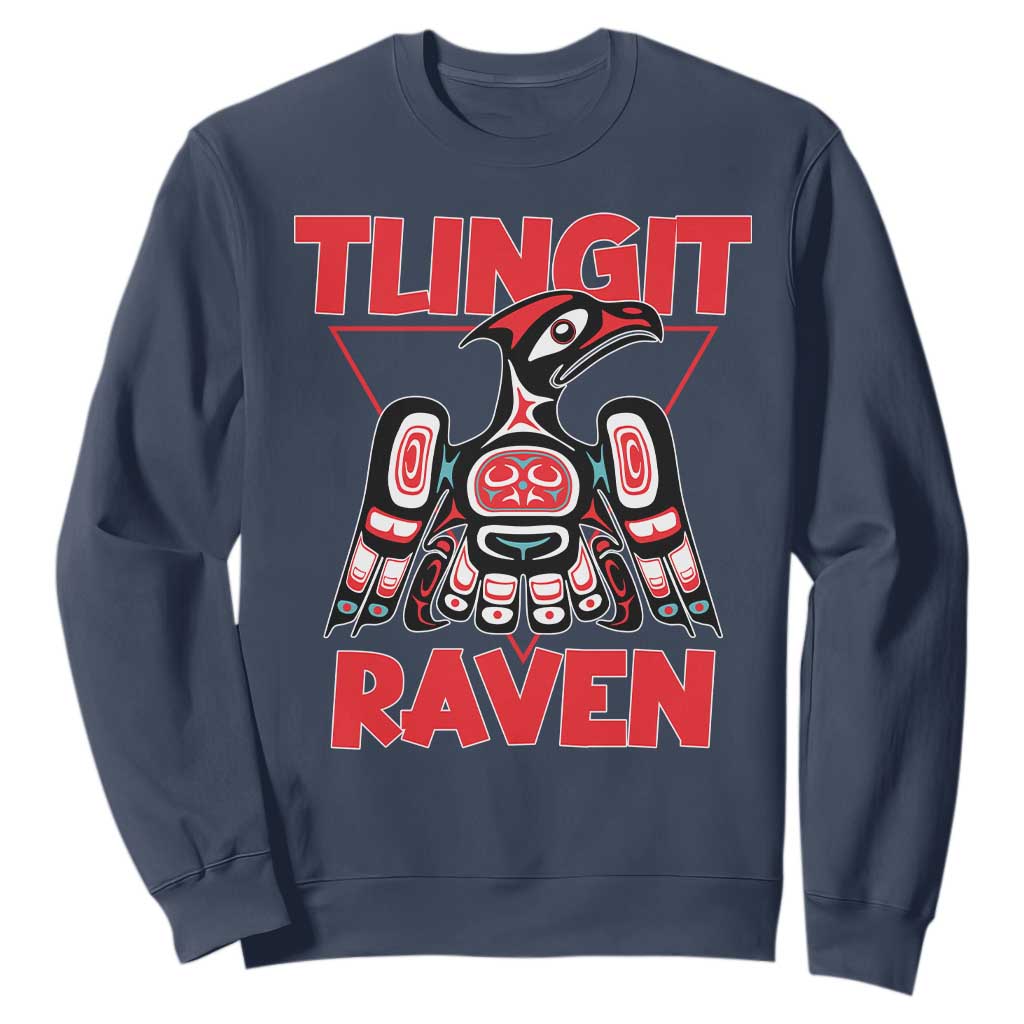 Tlingit Raven Totem Sweatshirt Alaska Native Tribal Art Design TS02 Navy Print Your Wear