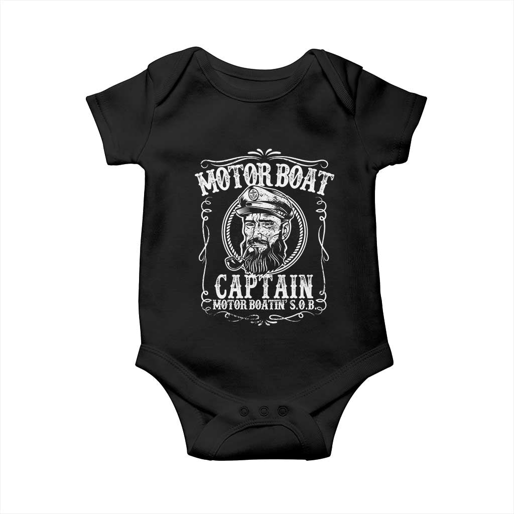Motor Boat Captain Baby Onesie Funny Boating Pontoon Party Motor Boatin Lake Life TS02 Black Print Your Wear