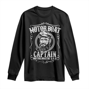 Motor Boat Captain Long Sleeve Shirt Funny Boating Pontoon Party Motor Boatin Lake Life TS02 Black Print Your Wear