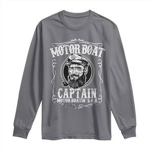 Motor Boat Captain Long Sleeve Shirt Funny Boating Pontoon Party Motor Boatin Lake Life TS02 Charcoal Print Your Wear