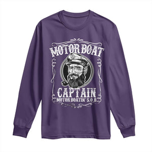 Motor Boat Captain Long Sleeve Shirt Funny Boating Pontoon Party Motor Boatin Lake Life TS02 Purple Print Your Wear