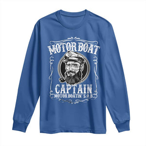 Motor Boat Captain Long Sleeve Shirt Funny Boating Pontoon Party Motor Boatin Lake Life TS02 Royal Blue Print Your Wear