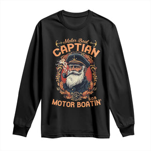 Funny Motor Boat Captain Long Sleeve Shirt Pontoon SOB Motor Boating Vintage TS02 Black Print Your Wear