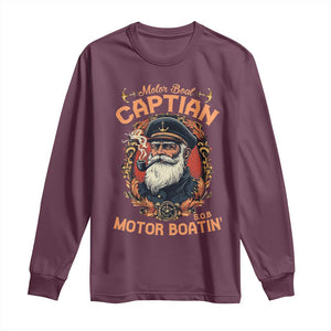 Funny Motor Boat Captain Long Sleeve Shirt Pontoon SOB Motor Boating Vintage TS02 Maroon Print Your Wear