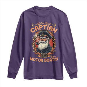 Funny Motor Boat Captain Long Sleeve Shirt Pontoon SOB Motor Boating Vintage TS02 Purple Print Your Wear