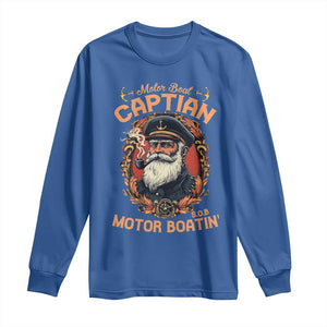 Funny Motor Boat Captain Long Sleeve Shirt Pontoon SOB Motor Boating Vintage TS02 Royal Blue Print Your Wear