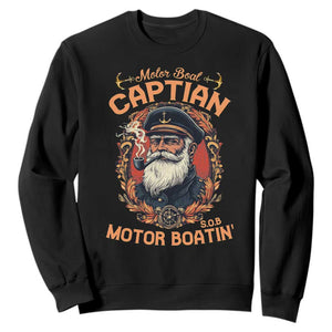 Funny Motor Boat Captain Sweatshirt Pontoon SOB Motor Boating Vintage TS02 Black Print Your Wear