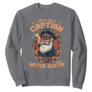 Funny Motor Boat Captain Sweatshirt Pontoon SOB Motor Boating Vintage TS02 Charcoal Print Your Wear