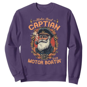 Funny Motor Boat Captain Sweatshirt Pontoon SOB Motor Boating Vintage TS02 Purple Print Your Wear