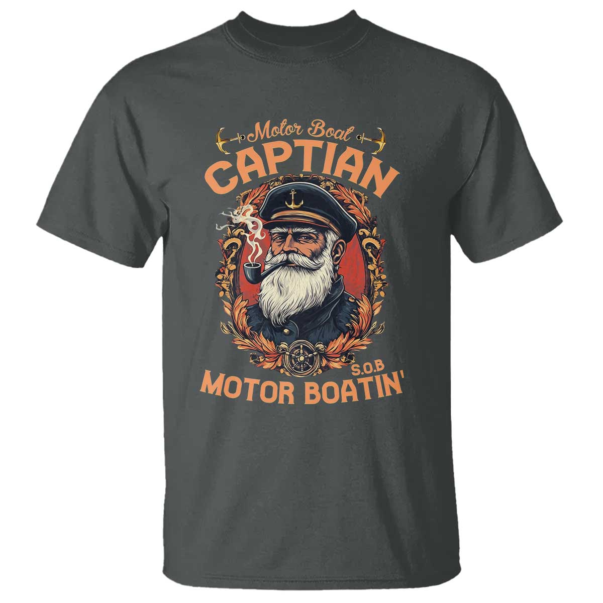 Funny Motor Boat Captain T Shirt - Pontoon SOB Motor Boating Vintage Humor Tee TS02 Dark Heather Print Your Wear