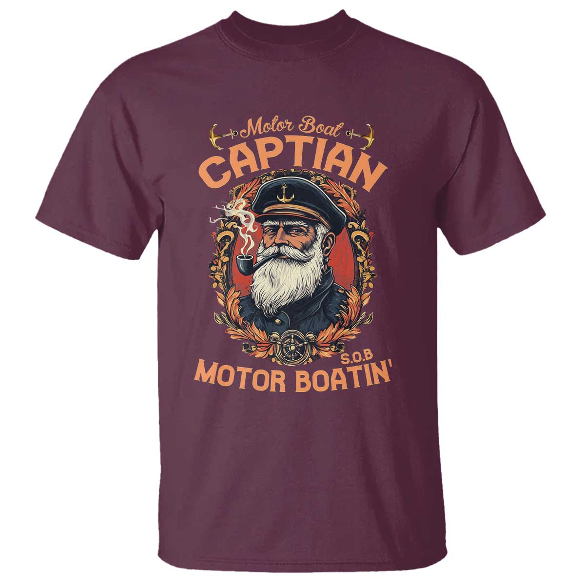 Funny Motor Boat Captain T Shirt - Pontoon SOB Motor Boating Vintage Humor Tee TS02 Maroon Print Your Wear