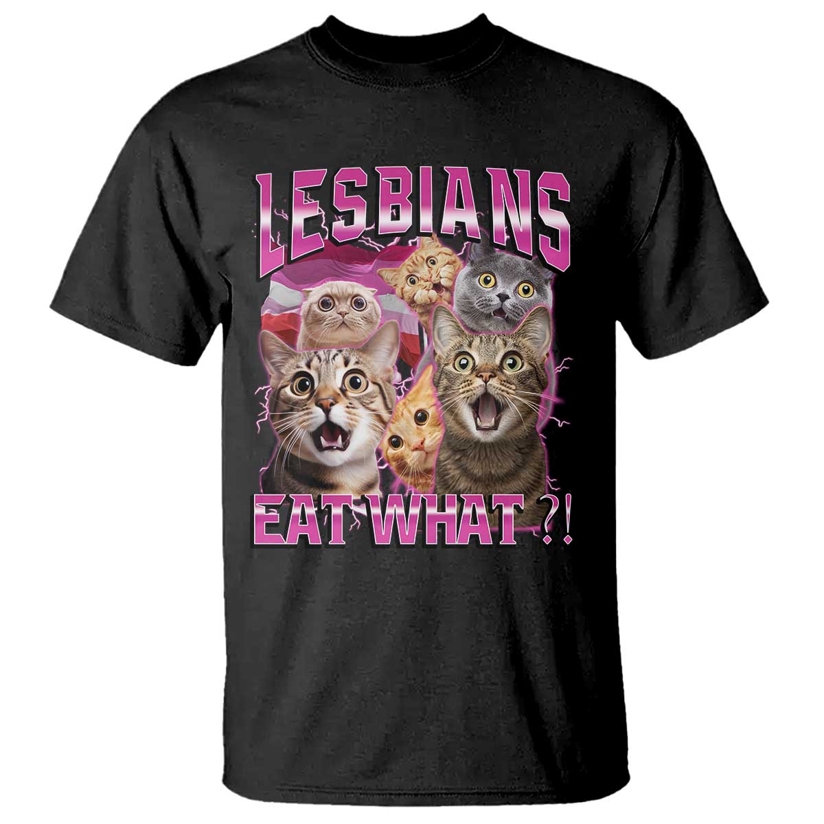 Lesbians Eat What T Shirt - Funny LGBTQ Pride Cats Meme Feline Lover Bootleg Humor Tee TS02 Black Print Your Wear