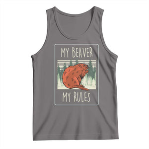 My Beaver My Rules Tank Top Funny Beaver Outdoor Nature Lover TS02 Deep Heather Print Your Wear