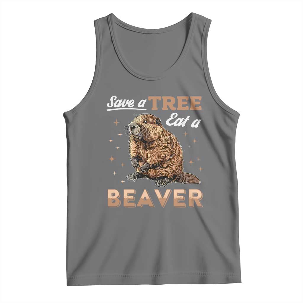Funny Beaver Tank Top Save A Tree Eat A Beaver TS02 Black Heather Print Your Wear