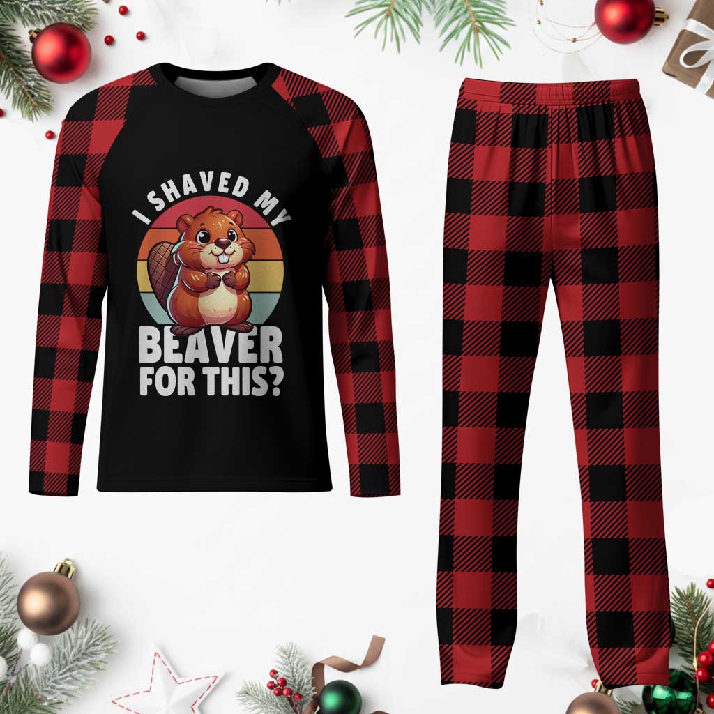 I Shaved My Beaver Plaid Pajama Set Inappropriate Adult Humor Naughty TS02 Buffalo Plaid Print Your Wear