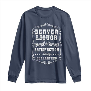 Funny Beaver Liquor Long Sleeve Shirt Adult Drinking Humor Pun Vintage TS02 Navy Print Your Wear