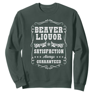 Funny Beaver Liquor Sweatshirt Adult Drinking Humor Pun Vintage TS02 Dark Forest Green Print Your Wear