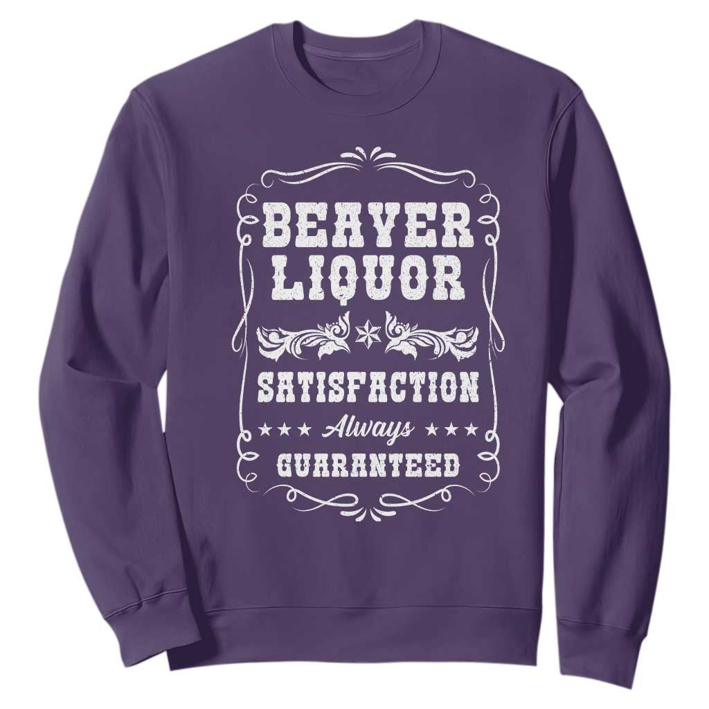 Funny Beaver Liquor Sweatshirt Adult Drinking Humor Pun Vintage TS02 Purple Print Your Wear