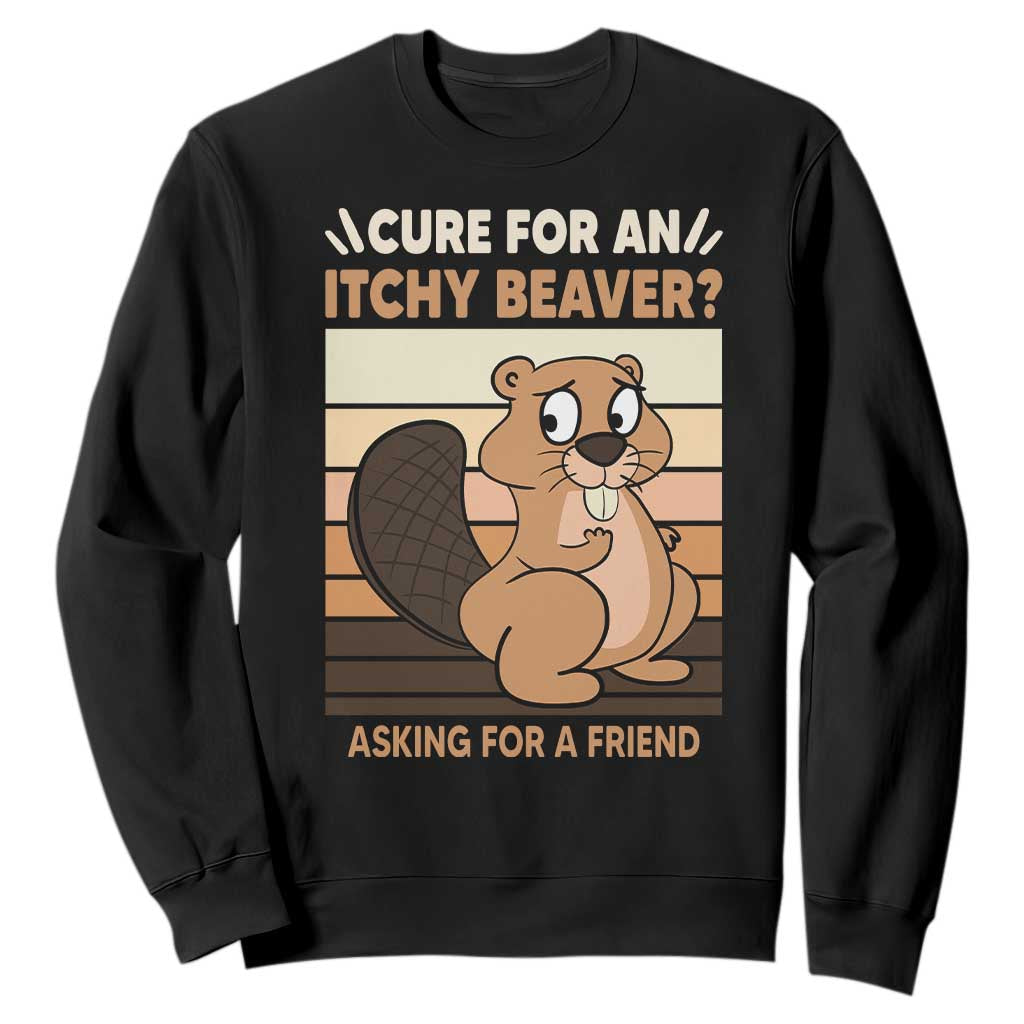 Funny Beaver Sweatshirt Cure For An Itchy Beaver Ask For A Friend Adult Humor TS02 Black Print Your Wear