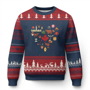 Canada Pride Ugly Christmas Sweater Canadian Flag Maple Leaf TS02 Navy Red Print Your Wear