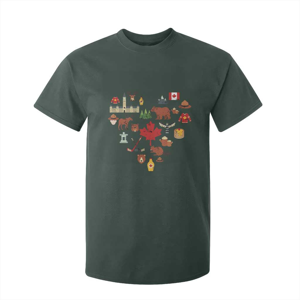 Canada Pride T Shirt For Kid Canadian Flag Maple Leaf TS02 Dark Forest Green Print Your Wear