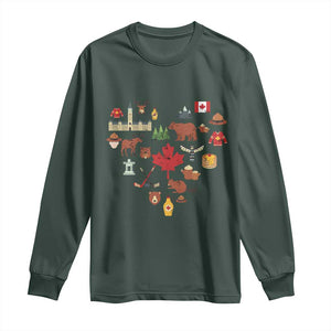 Canada Pride Long Sleeve Shirt Canadian Flag Maple Leaf TS02 Dark Forest Green Print Your Wear