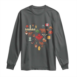 Canada Pride Long Sleeve Shirt Canadian Flag Maple Leaf TS02 Dark Heather Print Your Wear