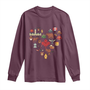 Canada Pride Long Sleeve Shirt Canadian Flag Maple Leaf TS02 Maroon Print Your Wear