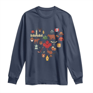 Canada Pride Long Sleeve Shirt Canadian Flag Maple Leaf TS02 Navy Print Your Wear