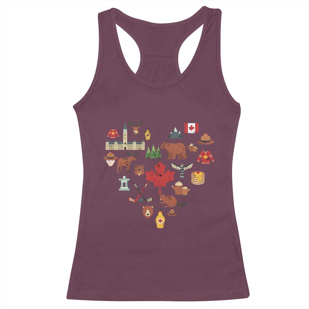 Canada Pride Racerback Tank Top Canadian Flag Maple Leaf TS02 Maroon Print Your Wear