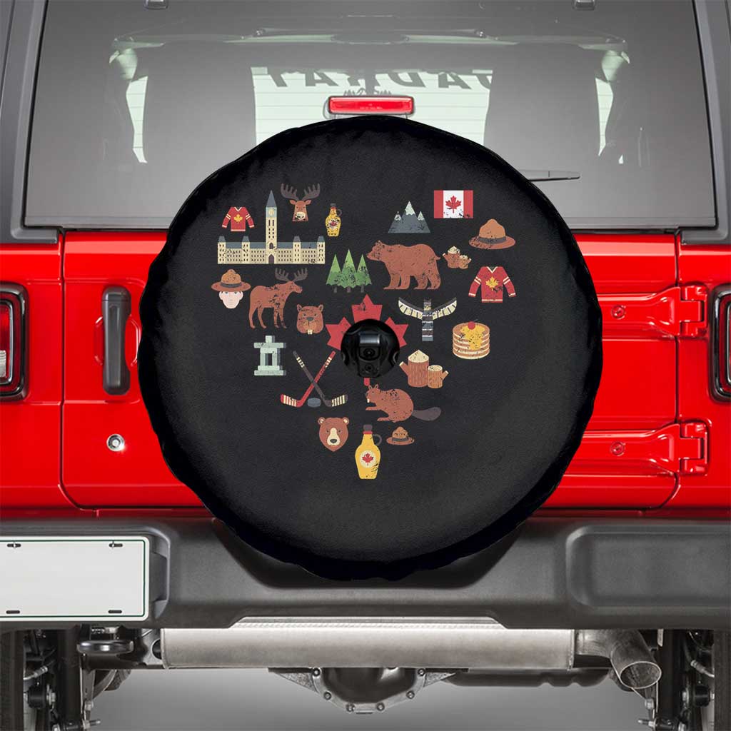 Canada Pride Spare Tire Cover Canadian Flag Maple Leaf TS02 Black Print Your Wear