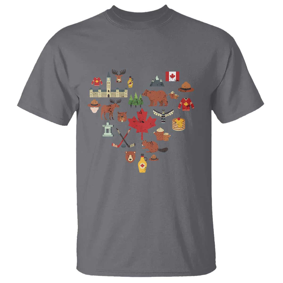Canada Pride T Shirt Canadian Flag Maple Leaf TS02 Charcoal Print Your Wear