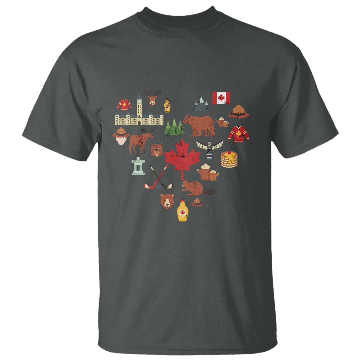 Canada Pride T Shirt Canadian Flag Maple Leaf TS02 Dark Heather Print Your Wear
