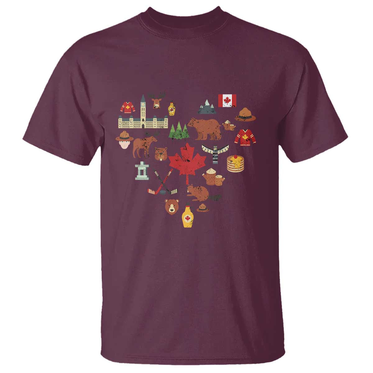 Canada Pride T Shirt Canadian Flag Maple Leaf TS02 Maroon Print Your Wear