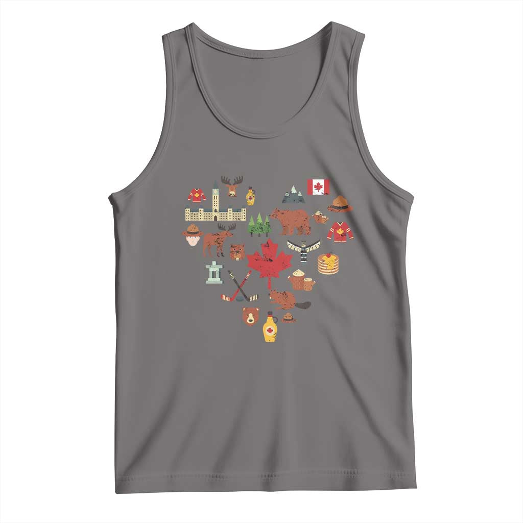 Canada Pride Tank Top Canadian Flag Maple Leaf TS02 Deep Heather Print Your Wear