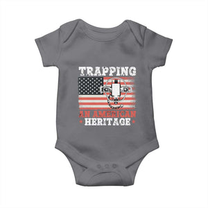 Trapping American Heritage Baby Onesie Patriotic Trap Hunting Trapper TS02 Charcoal Print Your Wear