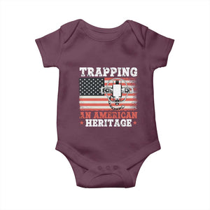 Trapping American Heritage Baby Onesie Patriotic Trap Hunting Trapper TS02 Maroon Print Your Wear