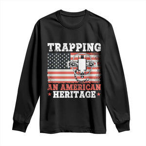 Trapping American Heritage Long Sleeve Shirt Patriotic Trap Hunting Trapper TS02 Black Print Your Wear