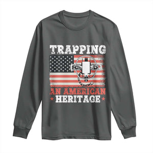 Trapping American Heritage Long Sleeve Shirt Patriotic Trap Hunting Trapper TS02 Dark Heather Print Your Wear