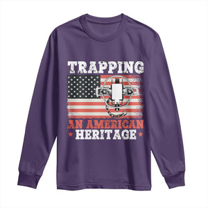 Trapping American Heritage Long Sleeve Shirt Patriotic Trap Hunting Trapper TS02 Purple Print Your Wear